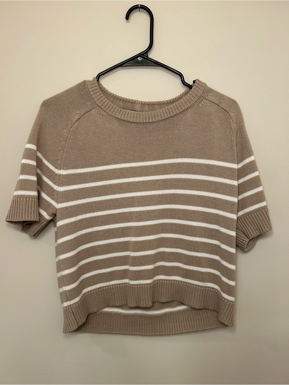 Vigoss Taupe and White Striped Knit Tee